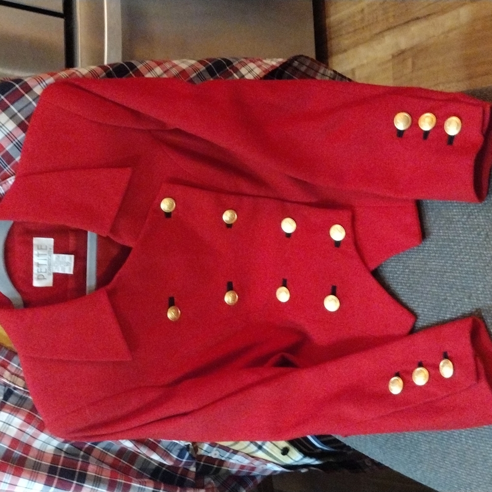 SHARP CHERRY 🍒 RED VINTAGE SZ 10 PETITE SOPHISTICATE LADIES SUIT JACKET 🇺🇸